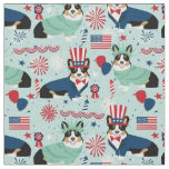 tri corgi dog usa patriotic fabric