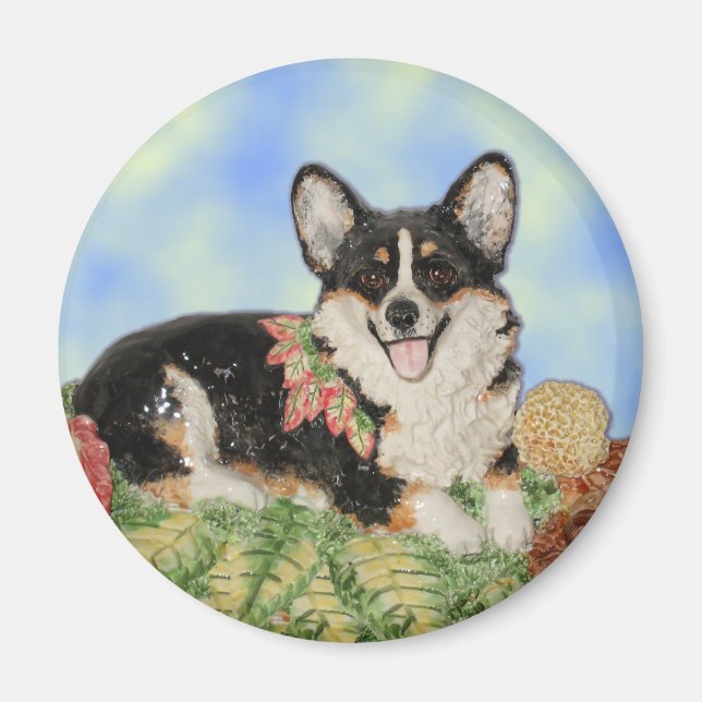 Tri-Corgi in Fall Foliage - Corgi Magnet (Front)