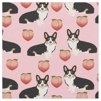 Tri Corgi Peach Emoji Fabric by FriendlyPets at Zazzle