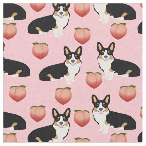 tri corgi peach emoji fabric
