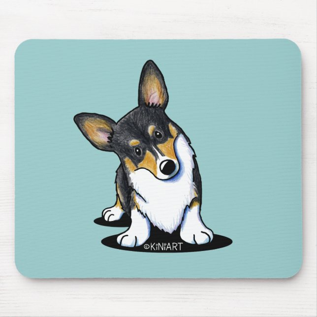Tri Curious Corgi Mouse Pad (Front)