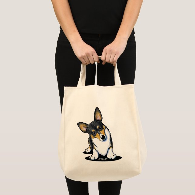 Tri Curious Corgi Tote Bag (Front (Product))