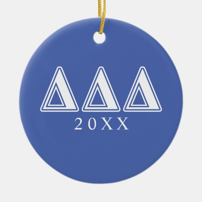 Tri Delta Yellow Letters Ceramic Ornament (Front)