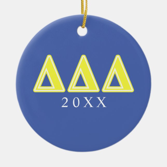Tri Delta Yellow Letters Ceramic Ornament (Front)