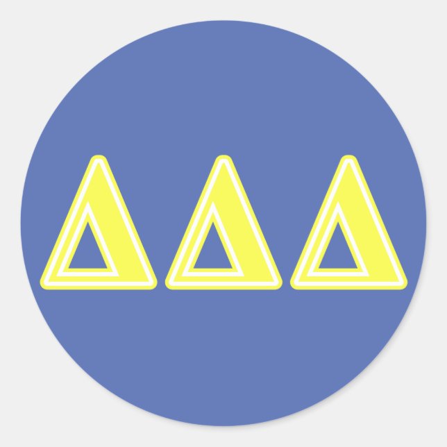 Tri Delta Yellow Letters Classic Round Sticker (Front)