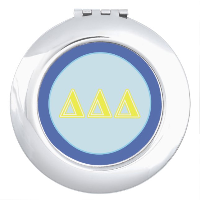 Tri Delta Yellow Letters Compact Mirror (Front)