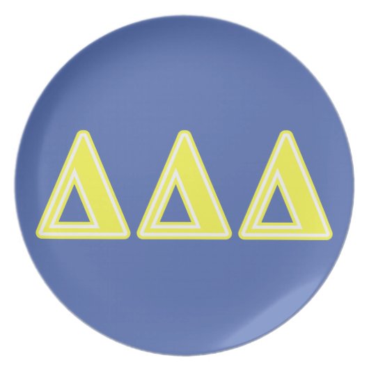 Tri Delta Yellow Letters Melamine Plate (Front)