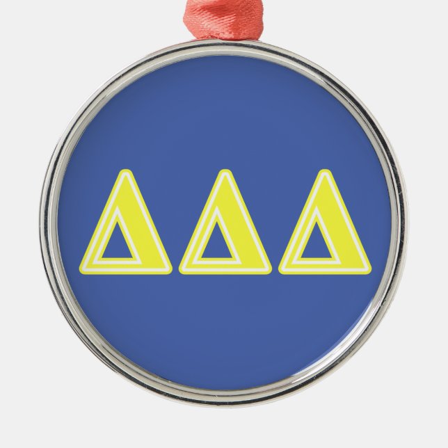 Tri Delta Yellow Letters Metal Ornament (Front)