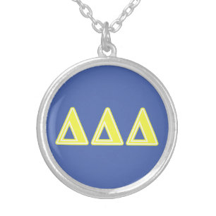 Tri Delta Yellow Letters Silver Plated Necklace