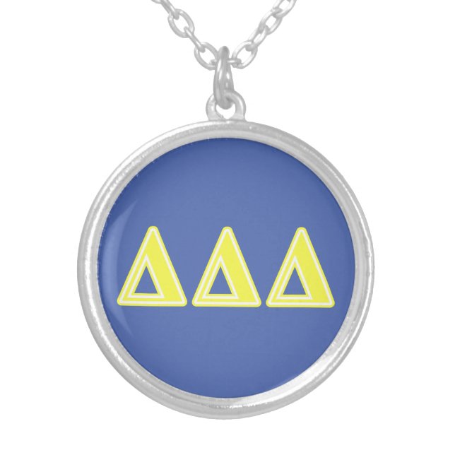 Tri Delta Yellow Letters Silver Plated Necklace (Front)