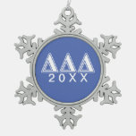 Tri Delta Yellow Letters Snowflake Pewter Christmas Ornament at Zazzle