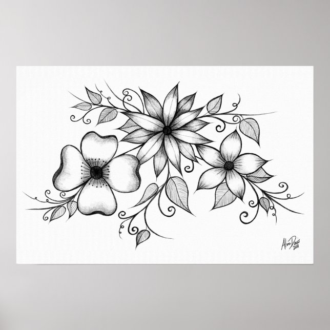 Tri-floral sketch poster (Front)