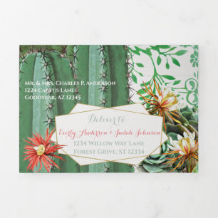 Tri-fold All In One Cactus Wedding Invitation