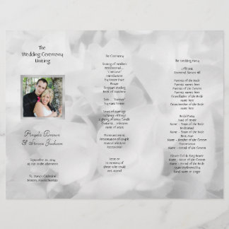 Tri-fold Black and White Photo Wedding Program