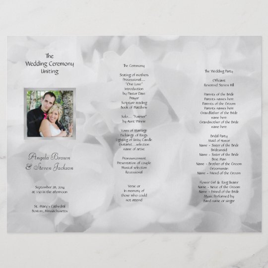 Tri Fold Black And White Photo Wedding Program Tri Fold Black And White Photo Wedding Program