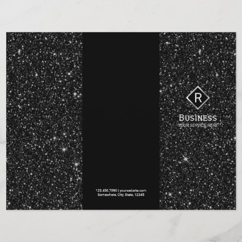 Tri_Fold Elegant Black Glitter Salon Brochures
