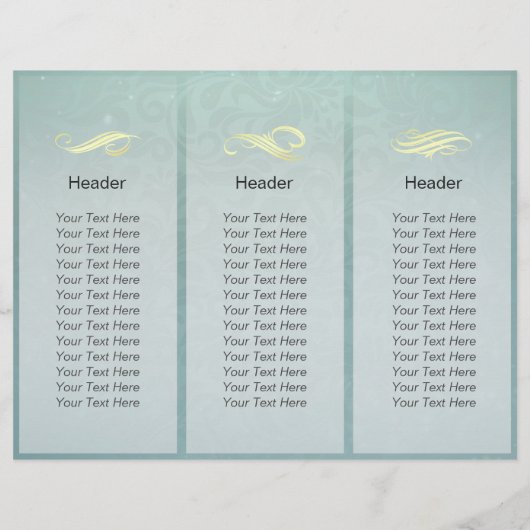 Tri-Fold Gold Blue Monogram Modern Salon Brochures (Back)