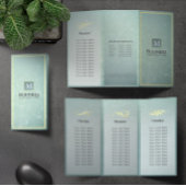 Tri-Fold Gold Blue Monogram Modern Salon Brochures