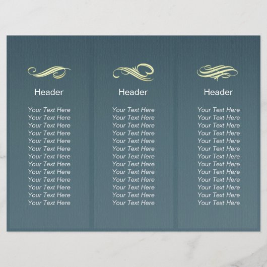 Tri-Fold Gold Blue Monogram Yoga Massage Brochures (Back)