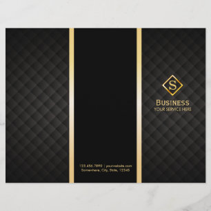 Tri-Fold Gold Diamond Monogram Elegant Brochures