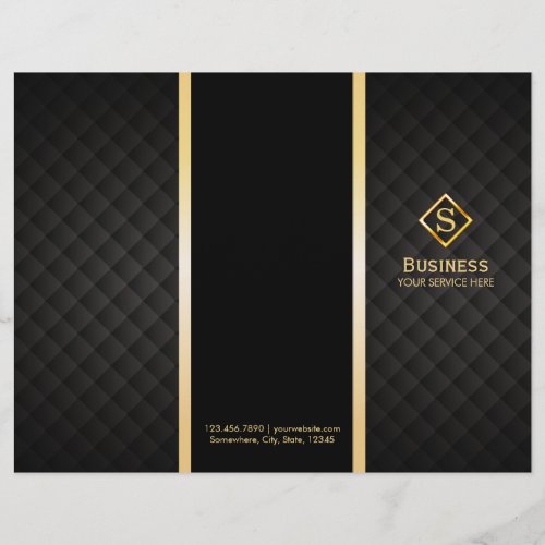 Tri_Fold Gold Diamond Monogram Elegant Brochures