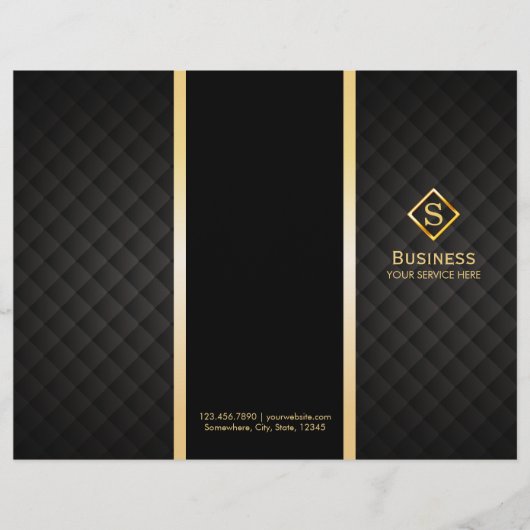 Tri-Fold Gold Diamond Monogram Elegant Brochures (Front)