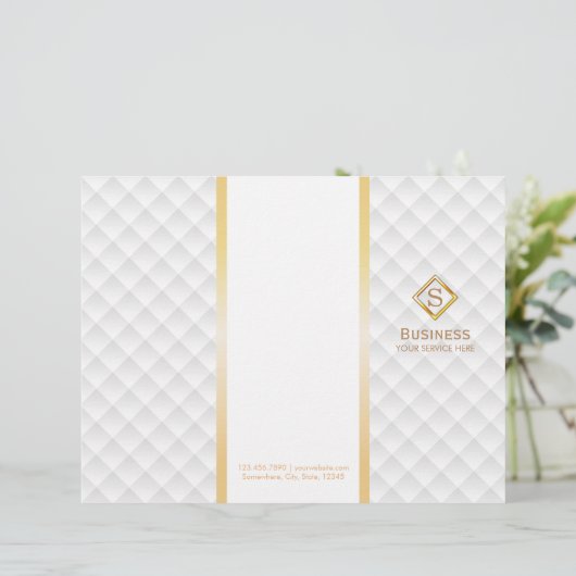 Tri-Fold Gold Diamond Monogram Modern Brochures (Standing Front)