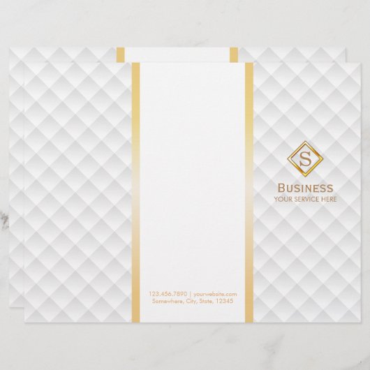 Tri-Fold Gold Diamond Monogram Modern Brochures (Front/Back)