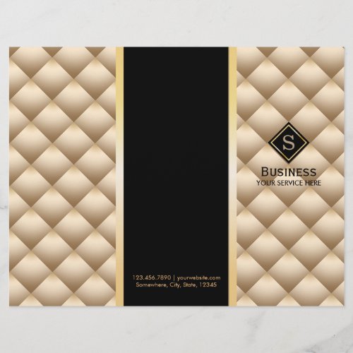 Tri_Fold Gold Quilted Monogram Modern Brochures