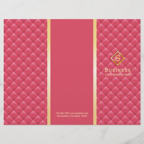 Tri_Fold Pink Quilted Gold Monogram Brochures