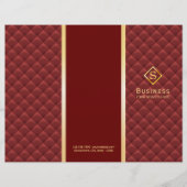 Tri-Fold Red Quilted Gold Monogram Brochures (Front)