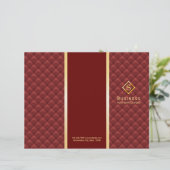 Tri-Fold Red Quilted Gold Monogram Brochures (Standing Front)