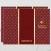Tri-Fold Red Quilted Gold Monogram Brochures (Front/Back)