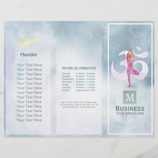 Tri-Fold Yoga Massage Brochures Meditation Pose Om (Front)