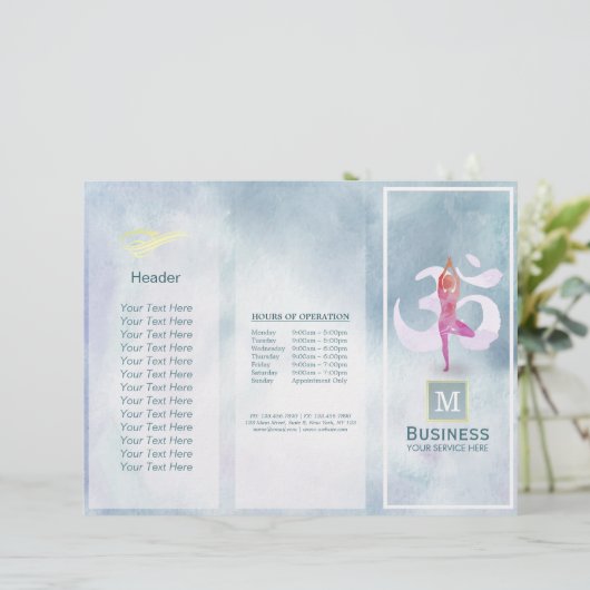 Tri-Fold Yoga Massage Brochures Meditation Pose Om (Standing Front)