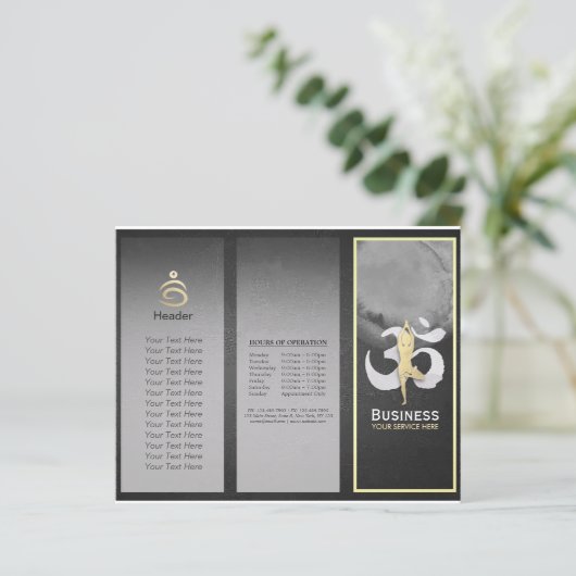 Tri-Fold Yoga Studio Brochures Meditation Pose Om (Standing Front)