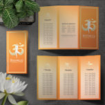 Tri-Fold Yoga Studio Brochures Meditation Pose Om<br><div class="desc">Yoga Studio Meditation Instructor / Life Coach / Healer / Reiki Master / Massage Therapy Tri-Fold Brochures Template - Modern Yoga Meditation Pose / Tree Pose (Vrksansana) and Faux Gold Foil OM Symbol on Orange Gradient Background.
Easy to customize with your own text and images - make it yours.</div>