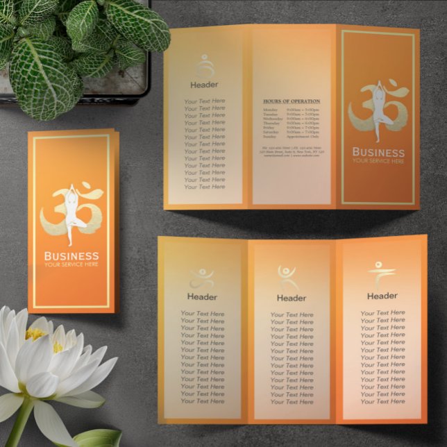 Tri-Fold Yoga Studio Brochures Meditation Pose Om (Creator Uploaded)