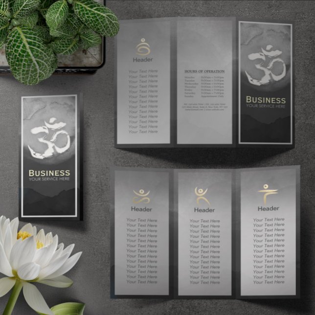 Tri-Fold Yoga Studio Life Coach Brochure Om Symbol Flyer (Creator Uploaded)