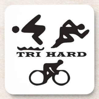Tri Hard Triathlon Gifts Clothing and Accessories Coaster