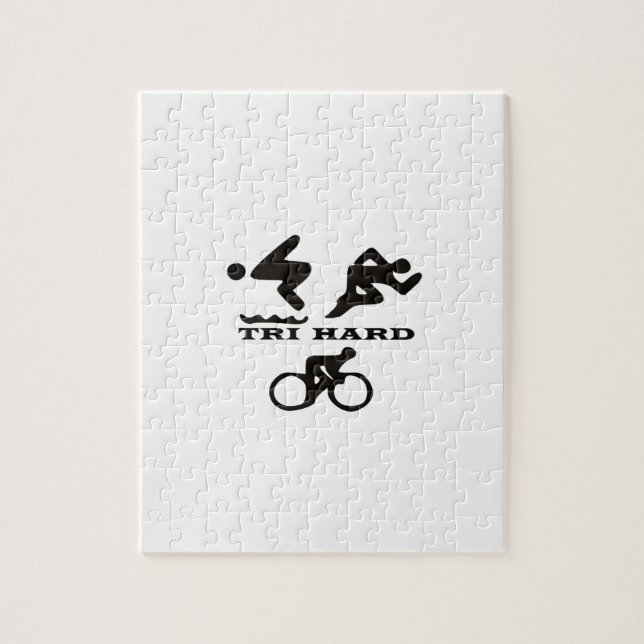 Tri Hard Triathlon Gifts Clothing and Accessories Jigsaw Puzzle (Vertical)
