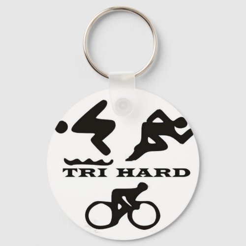 Tri Hard Triathlon Gifts Clothing and Accessories Keychain