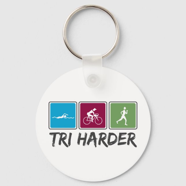 Tri Harder (Triathlon) Keychain (Front)