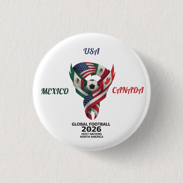Tri-Nation Soccer Fan Buttons | Mexico USA Canada  (Front)