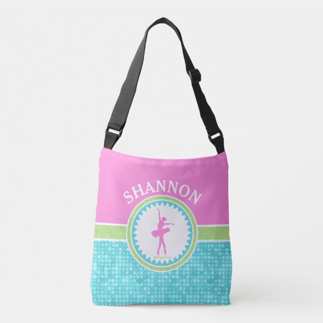 Tri-Pastel Color Dancer With Aqua Tile Crossbody Bag (Front)