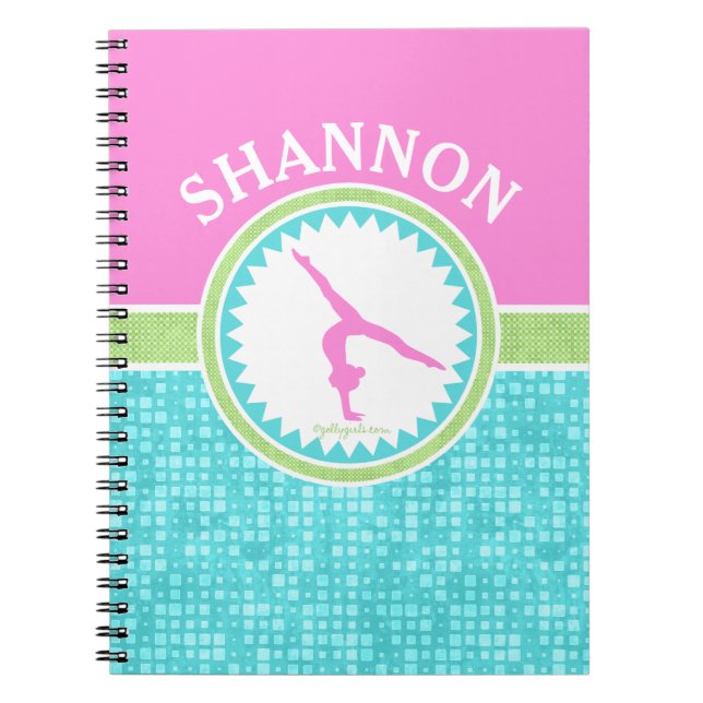 Tri-Pastel Color Gymnastics With Aqua Tile Notebook (Front)