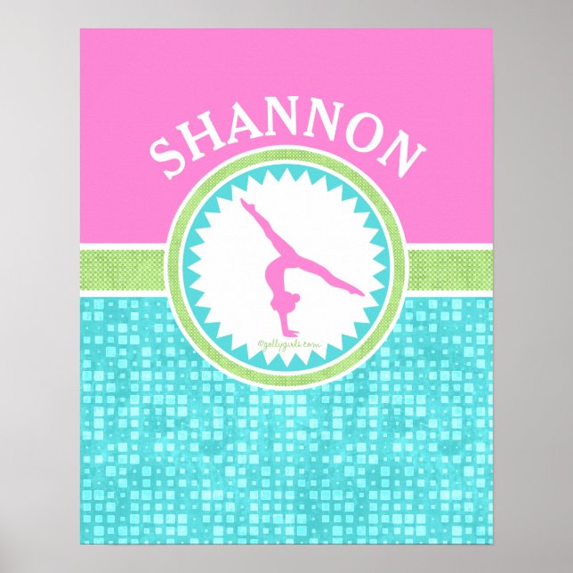 Tri-Pastel Color Gymnastics With Aqua Tile Poster (Front)