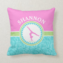 Tri-Pastel Color Gymnastics With Aqua Tile Throw Pillow