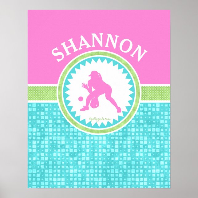Tri-Pastel Color Softball With Aqua Tile Poster (Front)