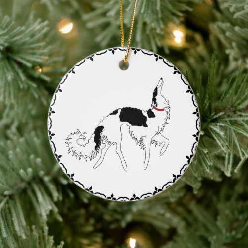 Tri Prancing Borzoi Christmas Ornament